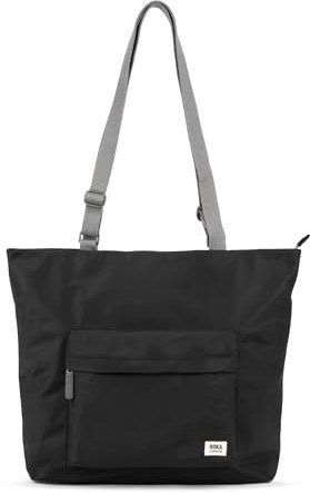 ROKA Trafalgar Medium Tote Bag with Zip for Women & Men - Nylon Tote Bag with Compartments, Pockets & Adjustable Strap for Work & School - Black