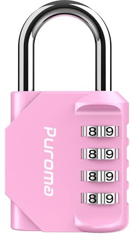 Puroma Zahlenschloss für Schließfach, 4-stellig, wasserdicht, Vorhängeschloss für Schule, Fitnessstudio, Sport, Zaun, Werkzeugkasten, Tor, Koffer, Outdoor, Hasp Lagerung (Rosa)