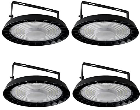 treoir 100W UFO LED Lámpara de Alta Bahía, 10000LM Focos LED Industrial 6500K Blanco Frío Naves Industriales LED, IP65 Impermeable UFO LED Taller Lámpara para Fábrica Garaje (4pcs)