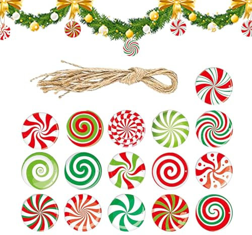 Anloximt Weihnachts-Süßigkeiten-Ornamente - 16 Stück/Set Zuckerstangen-Weihnachtsdekorationen,Weihnachtsbaum-Anhänger, Zuckerstangen-Anhänger für die Schmuckherstellung, Lutscher-Zuckerstange