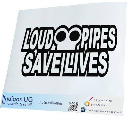 INDIGOS UG Aufkleber - Autoaufkleber - JDM - Die cut - Auto - 400x190 mm - loud Pipes save lives - schwarz - Heckscheibe - Heckscheibenaufkleber - Sticker - Tuning