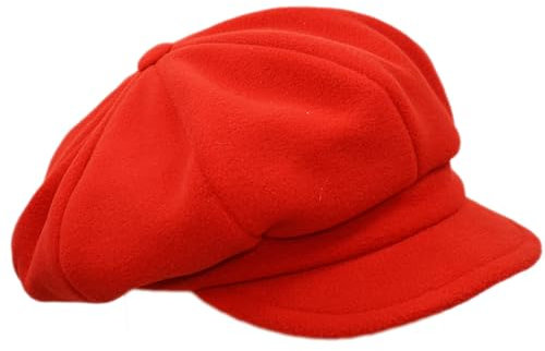 Melegari Schirmmütze | Fleece Mütze für Damen | Merano Baloon Baker Boy Cap | Unisex |, rot, 55-59