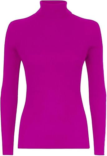 A2ZUKFASHION Cardigan da donna lavorato a maglia grossa, largo, oversize, polo alto, collo arrotolato (8-16), Fucsia, 40-50