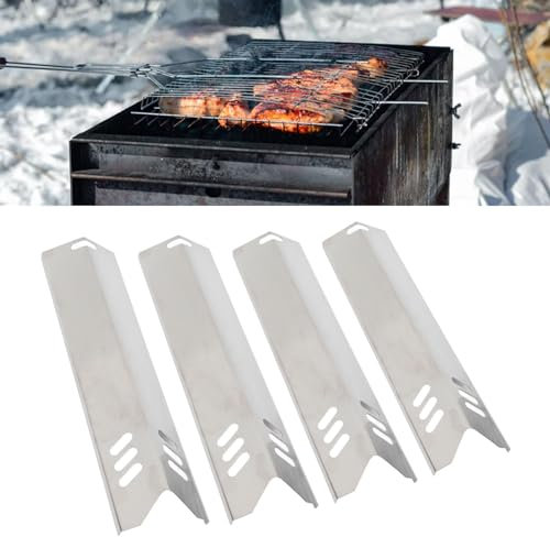 Cubierta Para Quemador Parrilla, 4 Piezas Placas Térmicas Para Parrilla Protector Térmico Ajustable Para Quemador De Horno Placas Deflectoras Para Parrilla De Barbacoa De Acero Inoxidable Para Picnic