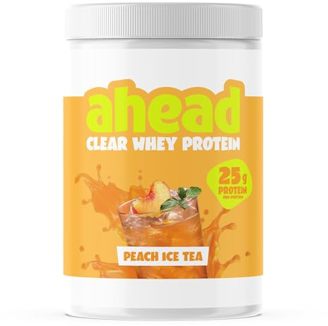 ahead IsoClear Whey Protein | Peach Ice Tea 500g | 25g Protein | Clear Whey Protein Pulver mit fruchtigem Geschmack | Erfrischender Geschmack