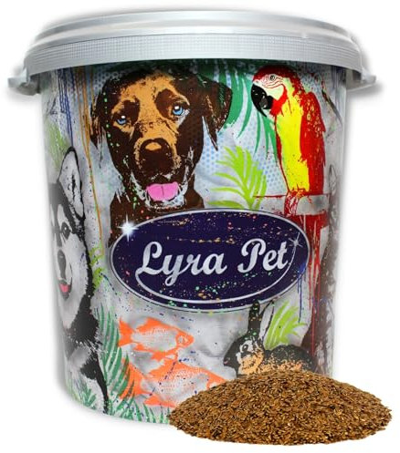 Lyra Pet® 10 kg Leinsamen in 30 L Tonne | Reich an Omega-3-Fettsäuren, Ballaststoffen & Proteinen | Ergänzungsfutter für Wildvögel | Nährstoffreiches, Ganzjähriges Vogelfutter | Ideal für Streufutter