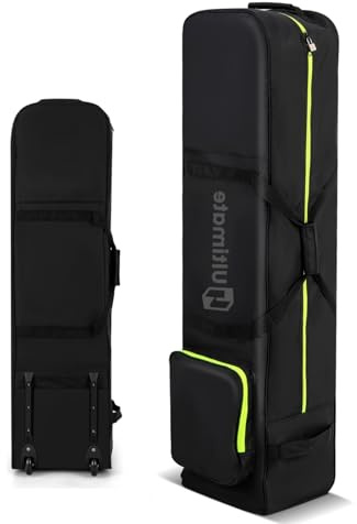LIFEZEAL Borsa da Viaggio per Golf con Ruote Silenziose, Custodia Golf da viaggio con Manico Ergonomico, Finestra Identificativa, Ampio Scomparto, Copertura Pieghevole per Mazze da Golf, Nero