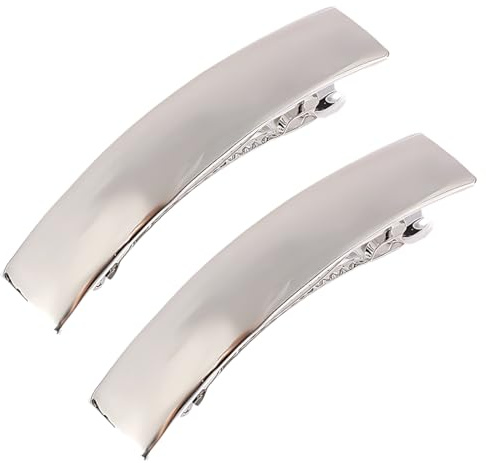 HZAOPZE 2 pcs Französische Haarspangen Kleine, Damen Metall Haarspangen, Metall Rechteckige Haarnadel für Damen und Mädchen, Silber