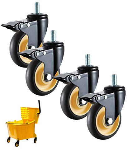 Trolley-Möbelrolle, Gummi-Lenkrolle, drehbar mit Bremsen, Hochleistungsrollen, doppeltes Bremssicherheitsdesign, für Industrieanhänger, Heimmöbel, 4 Stück, Bremse, 4 Zoll