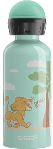 Sigg - Gourde Enfant En Aluminium - KBT Simba Roar (Disney) - Pour l'École et le Sport - Étanche & Légère - Sans BPA - Certifiée Neutre En CO2 - Vert Clair Motif Le Roi Lion - 0,4L