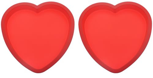 HAJXZH Lot de 2 moules à gâteau en silicone rouge de 15 cm en forme de cœur