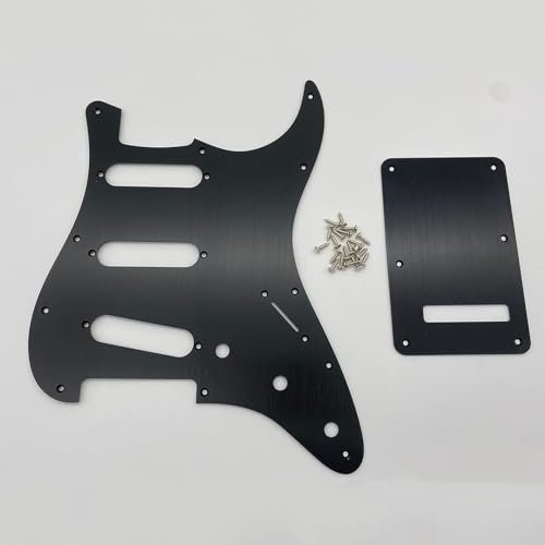 SSS 11 Hole Electric Guitar Pickguard and Black Anodized Aluminum Back Plate Modern Style for Fender USA and Mexico Made Standard Stratocaster Modern Style