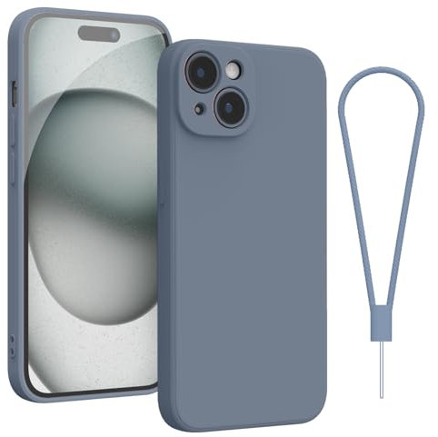 Andwing For iPhone 15 Plus Case,Silicone Case Soft Ultra For iPhone 15 Plus Phone Case Slim Protective Shockproof Cover Scratch-Resistant Microfiber Lining, 6.1 Grey
