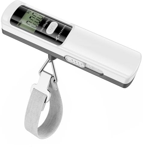 MYCARBON Kofferwaage ohne Batterie 50KG/110lb Digitale Kofferwaage mit LCD-Anzeige Gepäckwaage Tragbare Für Reisen Leben und Angeln Weiß