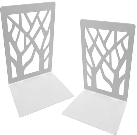 Gentpovth 2er Pack weiße Zweige Buchstütze aus Metall, Buchhalter Leseständer mit Rutschfesten Pads und Sicheren Kanten, zum Anzeigen von Büchern, Fotos, Kunsthandwerk, Desktop-Organizer Dekoration