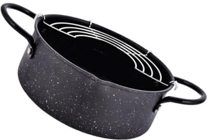 Garneck Batterie De Cuisine En Fonte Avec Filtre Mini-friteuse Pour Cuisinière À Gaz/électrique Noire