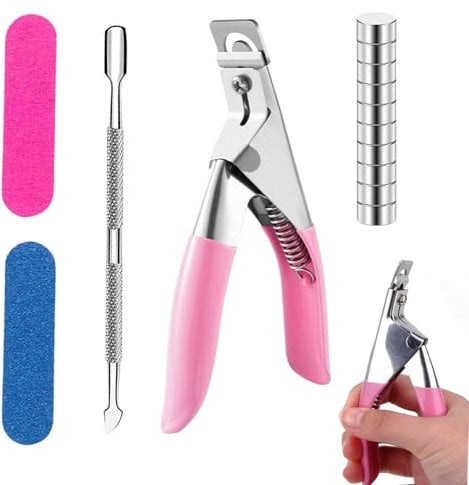 Professional Acrylic Nail Cutter - 10 Pcs Magnets, 2 Rubbing Strips, Steel Cone - Women's Salon & Home Use