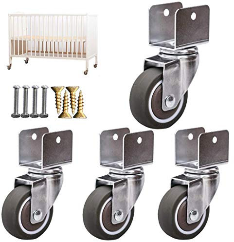 ZHTBATE Radplattenrollen Lenkrollen mit U-Halterung, 2 Zoll 50 mm Möbelrollen, bewegliches Schwenkrad, Hochleistungsrollen, TPE-Gummi-Ersatzrollen, Tragfähigkeit 75 kg, 4 Stück