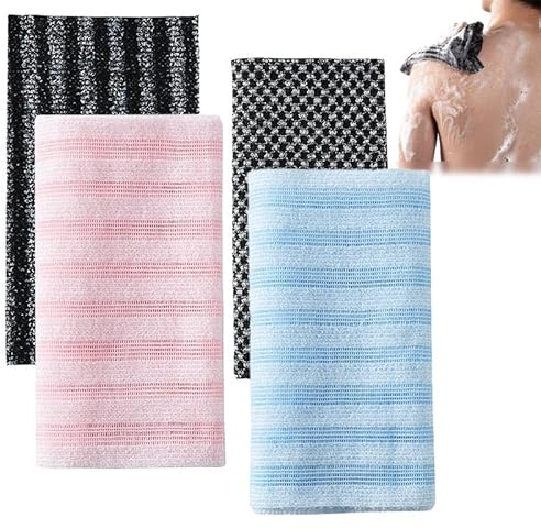 Constprog Lot de 4 serviettes de douche exfoliantes à double texture pour homme et femme (B)