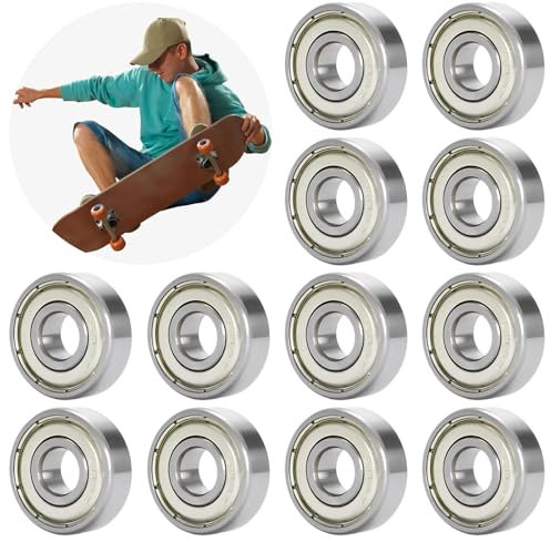 Doppelt geschirmte Kugellager, 608ZZ Kugellager,12 Pack 8mm x 22mm x 7mm Skateboard-Kugellager, Metall Double Shielded Miniatur Rillenkugellager, Ersatzteile für Longboard-Rollschuhe