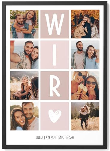 Papierschmiede® Fotogeschenke | Partner Geschenke mit Foto | Personalisierte Geschenke für Frauen Männer | Fotodruck Geschenk für Sie & Ihn | Geburtstag Jahrestag Valentinstag | WIR mit 8 Bildern