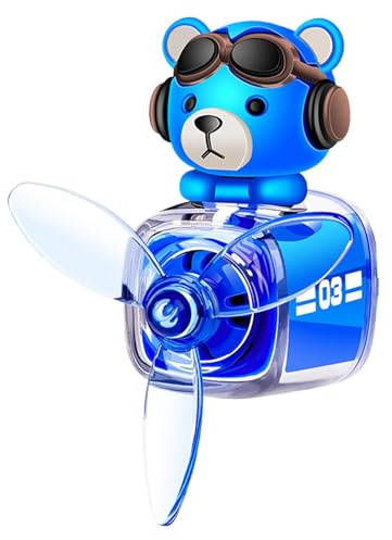 Désodorisant de ventilation de la sortie de l'hélice qui tourne : ventilateur de voiture pilote d'ours, environnement d'air de ventilation de voiture de dessin animé, parfum