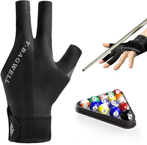 AONAYO Einzelpackung Billard Handschuh,Billard Handschuh Links,Snookerhandschuhe,Einstellbar Billiard Handschuhrutschfeste Billardhandschuhe,Dreifinger-Billardhandschuhe,Atmungsaktiv,Schwarz