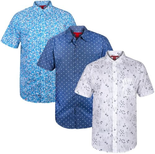 True Face 3Pack Men's Hawaiian Shirts – Summer Beach Short Sleeve Slim Fit Button-Down, Palm Tree & Floral Print Casual Shirts Set 4 XXL