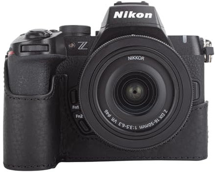 MUZIRI KINOKOO Case Compatible for Nikon Z50 II Digital Camera, Retro Style Premium Genuine Leather Z50 II Half Case Protective Cover - with Opening Bottom and Hand Grip Design - Black