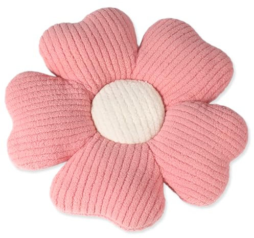 QKURT Coussin Fleur, Fleur Coussins décoratifs en Forme, Floral Coussin De Sol en Peluche, Coussins d'assise de Fleur pour la Chambre, Canapé ou Chaise(Rose, 40 cm)