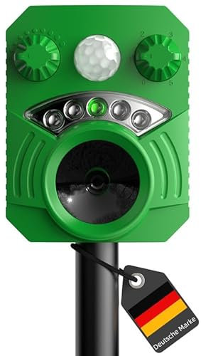 Katzenschreck, Tiervertreiber Ultraschall, 5 Modi Solar Katzenabwehr, Wasserdicht Maulwurf Vertreiber mit LED-Licht, Marderschreck Wirksam gegen Katzen, Hunde, Vögel, Füchse, Ratten, Garten