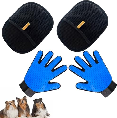 MXYZQDE 4 Stück Set Haustier Enthaarung Handschuhe, Pelz Pflege Handschuhe Katze und Hund Pelz Handschuhe Katze und Wasch Handschuhe Hund, ideal für Pflege und Massage, 11,99 x 6,2 cm