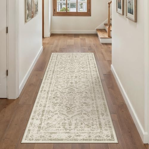 PureCozy Vintage Beige Teppich Läufer Flur 60x180cm Waschbar