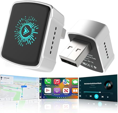 2026 Upgraded Wireless CarPlay Adapter UK& Android Auto (2-in-1) - Mini USB/USB-C Adapter Converts Wired to Wireless, Plug & Play, Stable Lag-Free for iPhone & Android