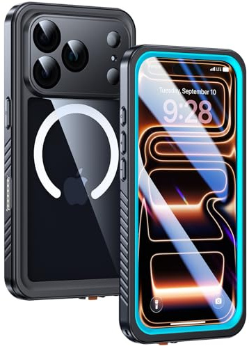 Lanhiem for iPhone 17 Pro Max Case Magnetic, IP68 Waterproof Dustproof Cases, [Compatible with MagSafe], with Screen Protector and Camera Protection, Heavy Duty Full Body Phone Cover 6.9 inch (Blue)