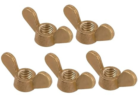 Leliafleury 5Pcs Butterfly Wing Nut M6 Brass Wing Nuts Hand Twist Tighten Fasteners for DIY Tools Machinery Electronic Equipment