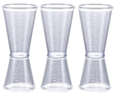 3PCS Clear Plastic Dual-Sided Jigger Cup 40ml & 20ml Bartending Measuring Tool for Cocktail Making Kitchen Party Drink Preparation