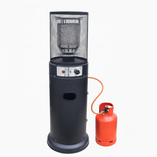 SOLEILUX Stufa Patio a Gas da Esterno, Riscaldatore Gpl Portatile con Ruote, Bruciatore Riscaldante Arredo, per Terrazzo Patio Giardino Locali Ristoranti Bar, In Acciaio Potenza 13 Kw - NERO