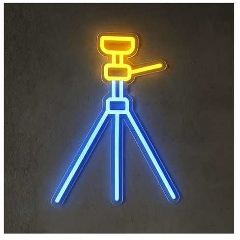 HUANTY Neon Sign Party Decoration Tripod Photography Camera Neon Sign For Children's Room Bedroom Photo Studio Family Boy Girl Room Wall Decor Dimmable Illuminated Lamp 38cm