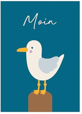 Generisch DebbysKreativkram Karte Möwe Moin | A6 | maritime Karte | Moin Moin | Postkarte mit Möwe | Meer Liebe (10)