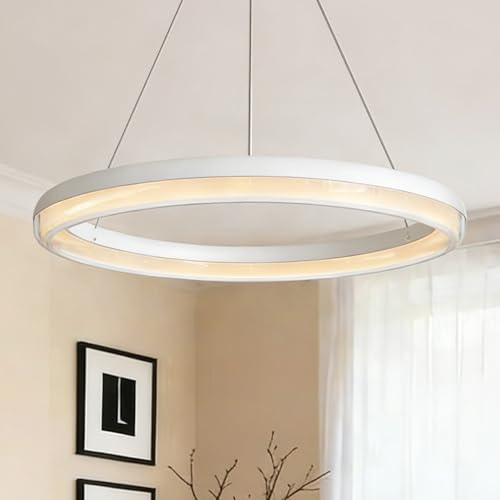doporro Moderne LED Pendelleuchte – Dimmbare, höhenverstellbar | 65cm, Esszimmerlampe hängend, mit App & Fernbedienung, für Esstisch & Wohnraum, 3000–6000K, CRI≥95, Luvina05, Sandweiß