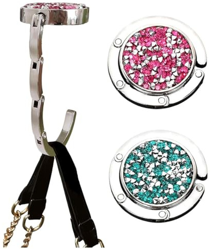 WERIGONI 2 pièces porte sac à main table, crochet pliable, support pour sac femme, porte-sac de table, strass