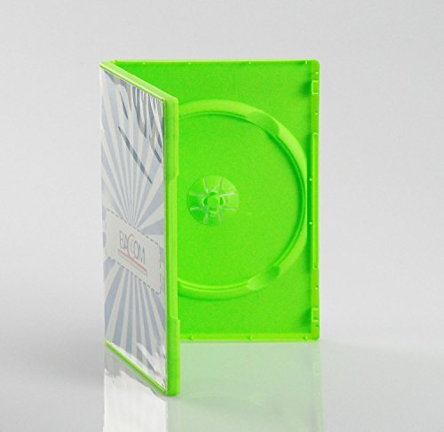 50 Custodie DVD Singole Verdi, Box Porta DVD 14 mm - Qtecx