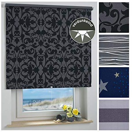 ourdeco® Rollo, Spring-, Schnapprollo/Stoffbreite: 118 x Auszugslänge: 180 cm Ornament/Dekor, Verdunkelnd