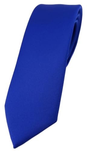 TigerTie Herren Krawatte – schmale 5,5 cm Krawatte in dunkles royalblau einfarbigem Design, ideal für Geschäftstermine, festliche Anlässe und die Freizeit