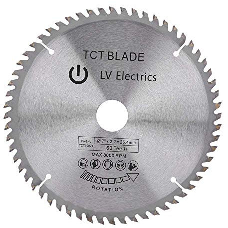 Lama Circolare in Argento per Taglio del Plastica Legno con 60 Denti TCT 180 mm