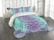 ABAKUHAUS Mandala Tagesdecke Set, Aufwändige Hippie, Set mit Kissenbezügen Waschbar, für Einselbetten 170 x 220 cm, Aqua Lila