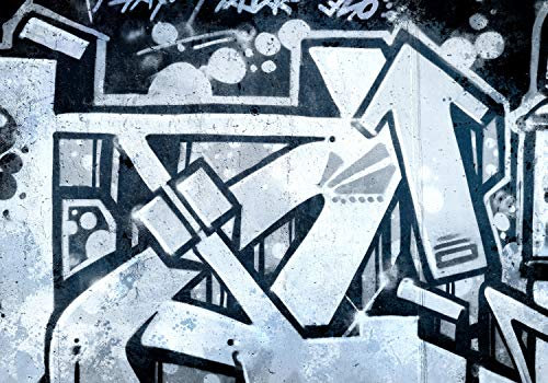 wandmotiv24 Fototapete Abstrakte Linien Graffiti Blau Grau, XL 350 x 245 cm - 7 Teile, Wanddeko, Wandbild, Wandtapete, M4834