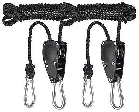iPower 25mm verstellbarer Seil-Clip-Aufhänger, strapazierfähig, verstärktes Metall, 2,4 m lang, 136 kg Tragkraft, 1 Paar, schwarz