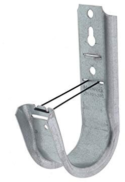 Networx Galvanized Steel Cable Support J Hook with Retainer Clips - 25 pack (2 - Standard Mount)